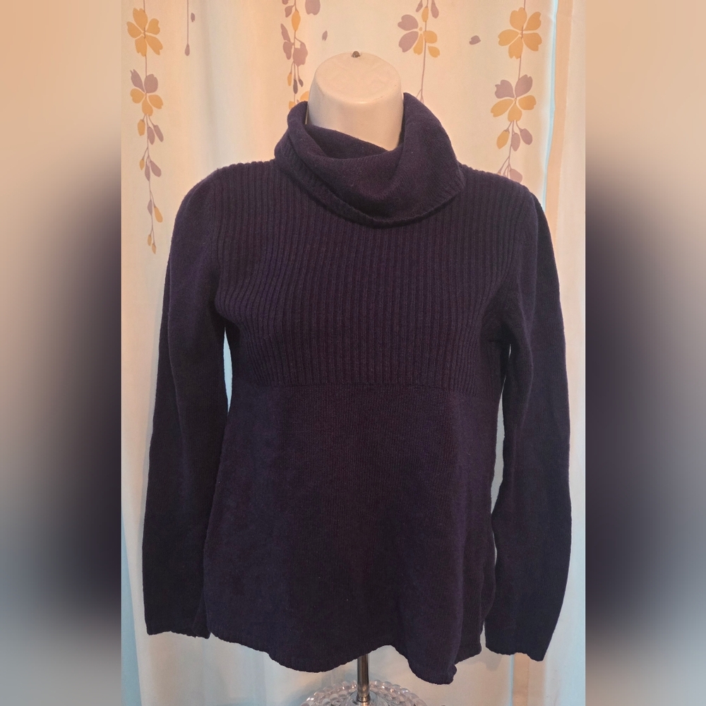 Banana Republic Luxury Cashmere Blend Deep Blue Cowl Neck Sweater - Size Small